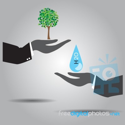 Hand Exchanging Tree And  Water  Icon Stock Image