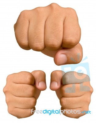 Hand Fist On White Background Stock Photo