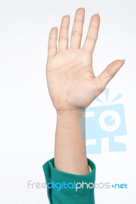 Hand Gesturing Five Stock Photo