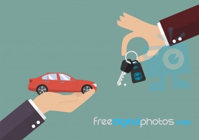 Hand Gives A Keys To Other Hand With Car Stock Image