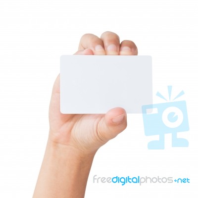 Hand Hold Blank Card Isolated Clipping Path Inside Stock Photo