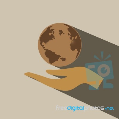 Hand Hold World  Icon Stock Image