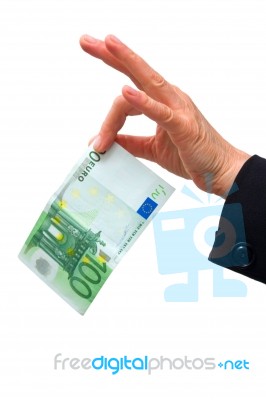 Hand Holding 100 Euro Stock Photo