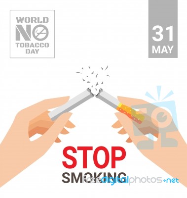 Hand Holding A Breaking Cigarette For World No Tobacco Day Stock Image