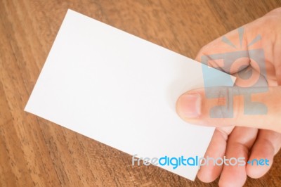 Hand Holding A Business Card Stock Photo