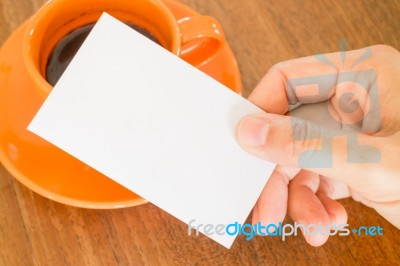 Hand Holding A Business Card Stock Photo