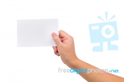 Hand Holding A Card Stock Photo