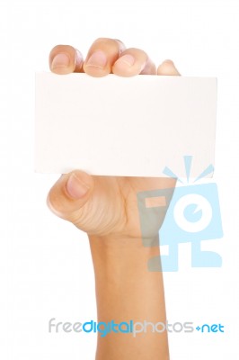 Hand Holding A Card Stock Photo