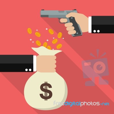 Hand Holding A Handgun For Robbery Stock Image