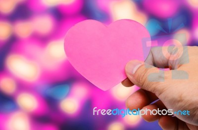 Hand Holding A Tag Hearts Valentines Day Stock Photo