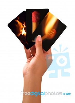 Hand Holding Cards Stock Photo