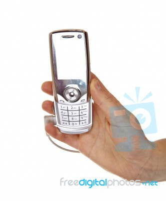 Hand Holding Cell Phone Stock Photo