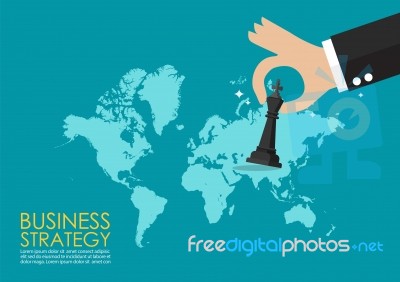 Hand Holding Chess Figure With World Map Infographic Stock Image