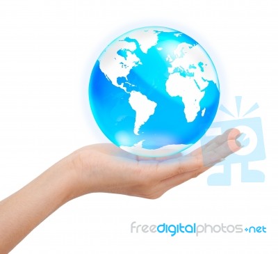 Hand Holding Crystal Globe Stock Image