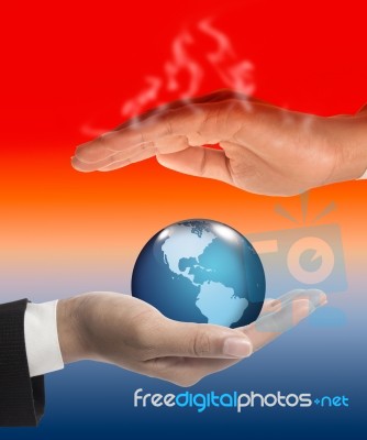 Hand Holding Earth Stock Photo