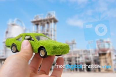 Hand Holding Eco Car Icon Stock Photo