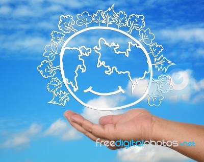 Hand Holding Globe For Eco Concept Stock Image