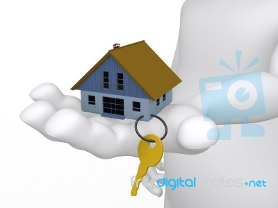 Hand Holding House And Key Stock Image