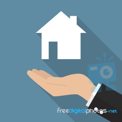 Hand Holding House Icon Stock Image