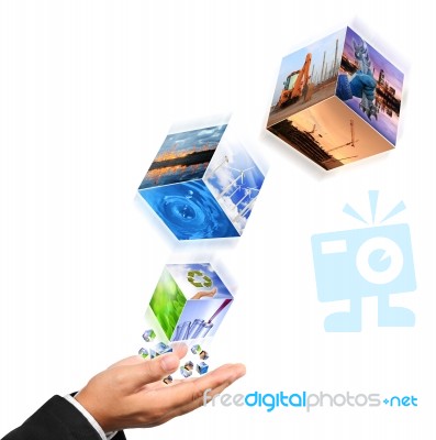 Hand Holding Industry Cubes Stock Photo