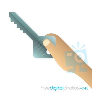 Hand Holding Key On White Background Stock Image