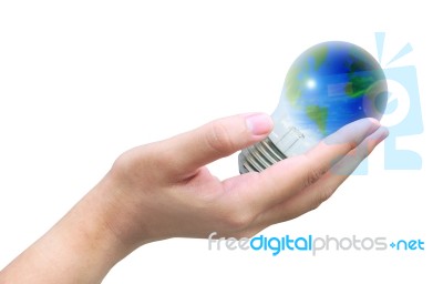 Hand Holding Light Bulb Stock Photo