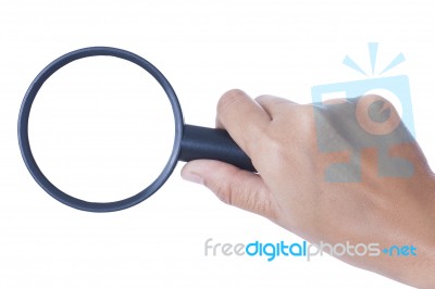 Hand Holding Magnifying Glass Stock Photo