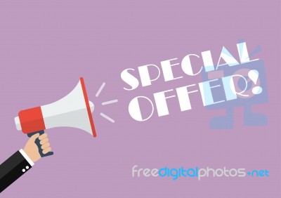 Hand Holding Megaphone With Word Special Offer Stock Image