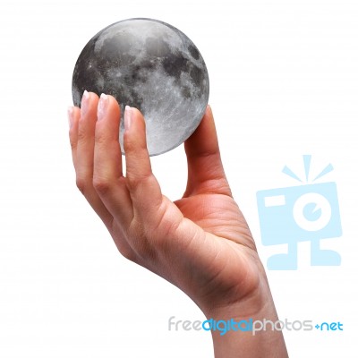 Hand Holding Moon Stock Image