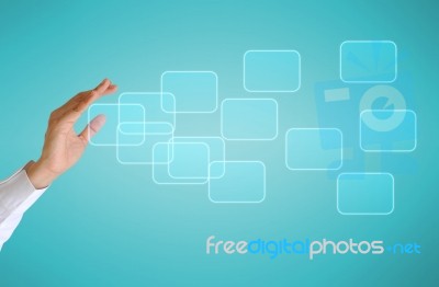 Hand Holding On Technology Background Stock Photo