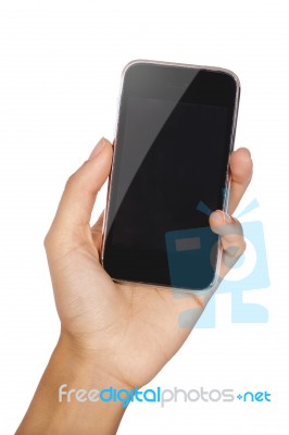 Hand Holding Phone Stock Photo