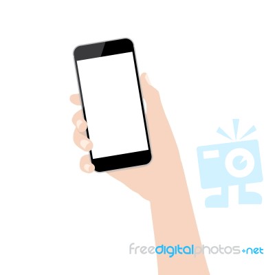 Hand Holding Phone Isolated On White Background Stock Image