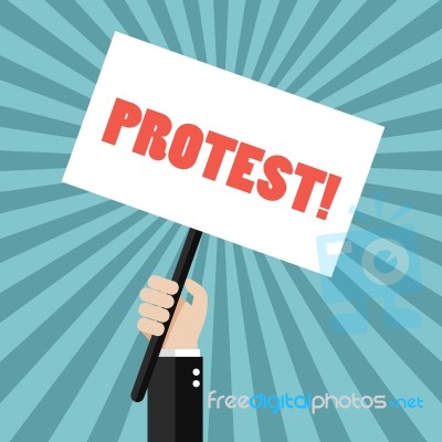 Hand Holding Protest Sign Stock Image