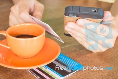 Hand Holding Smart Phone Online Business Stock Photo