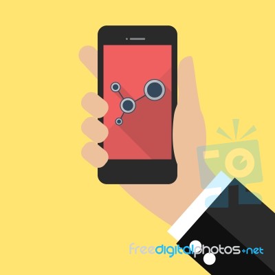 Hand Holding Smartphone With Social Network Icon Stock Image