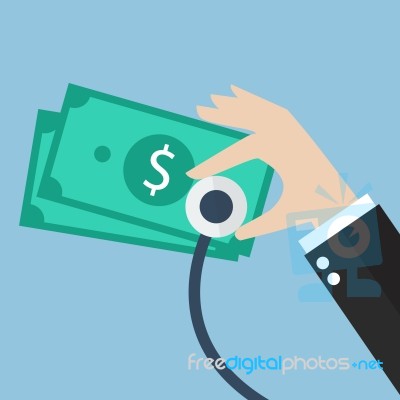 Hand Holding Stethoscope For Financial Checkup Stock Image