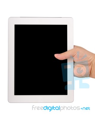 Hand Holding Tablet Computer Stock Photo