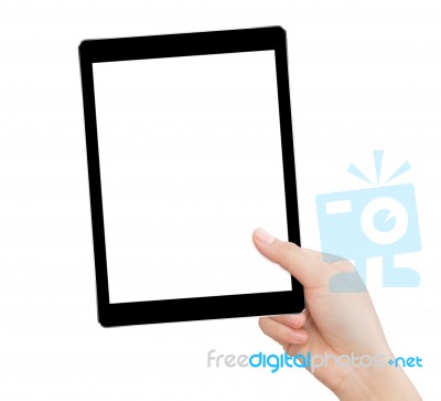 Hand Holding Tablet Isolated Clipping Path Inside Stock Photo