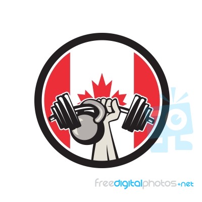 Hand Lifting Barbell Kettlebell Canada Flag Stock Image