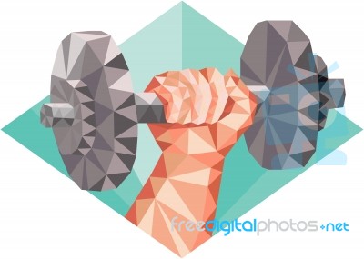 Hand Lifting Dumbbell Low Polygon Stock Image