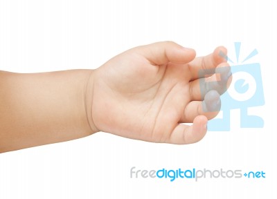 Hand Of Asian Baby On White Background Stock Photo