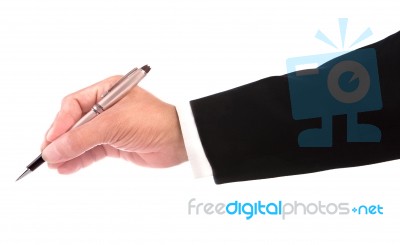 Hand Of Business Man Writing Stock Photo