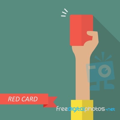 Hand Of Referee Showing Red Card Stock Image