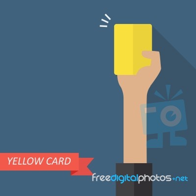 Hand Of Referee Showing Yellow Card Stock Image