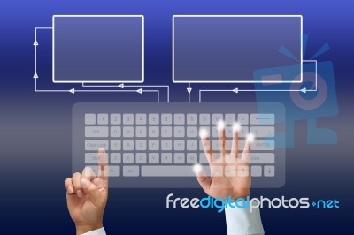 Hand On Keyboard Stock Image