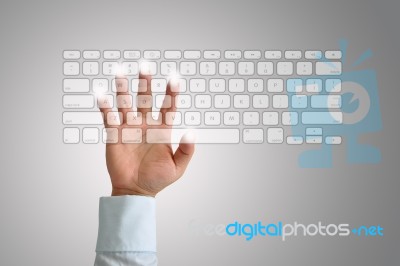 Hand On Keyboard Stock Image