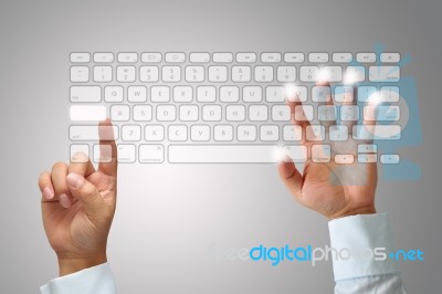 Hand On Keyboard Stock Image