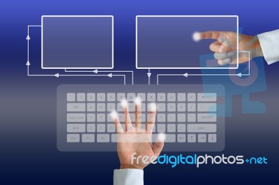 Hand On Keyboard Stock Image