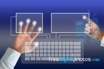 Hand On Keyboard Stock Image