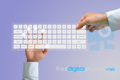 Hand On Keyboard Stock Image